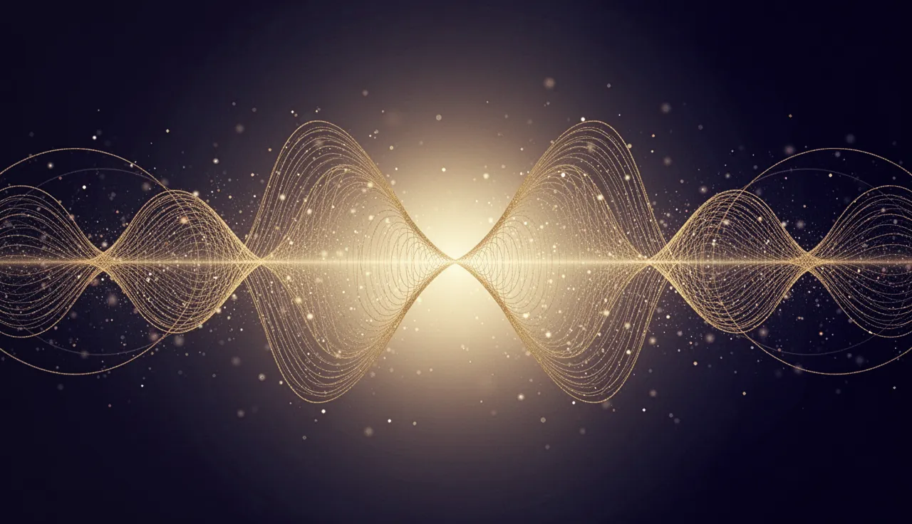 Sacred ritual space with journal and frequency reference materials