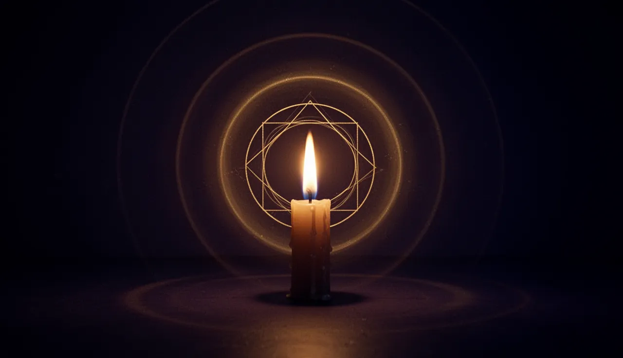 Soft candlelit meditation space with crystals for manifestation practice